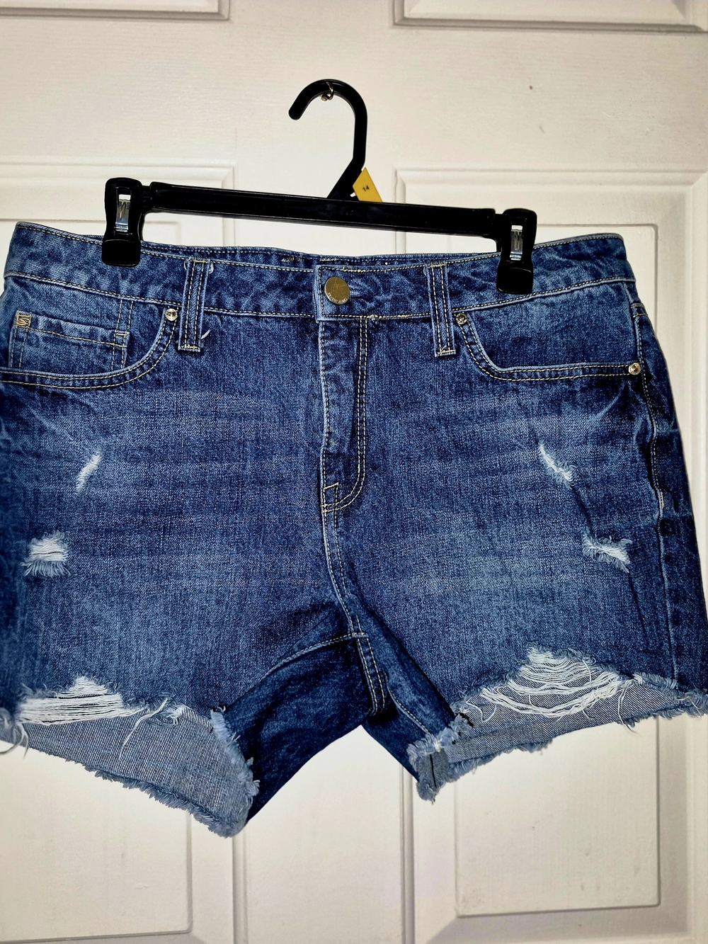 Seven7 Jeans Cut Off Blue Jean Distressed Denim Jean Shorts